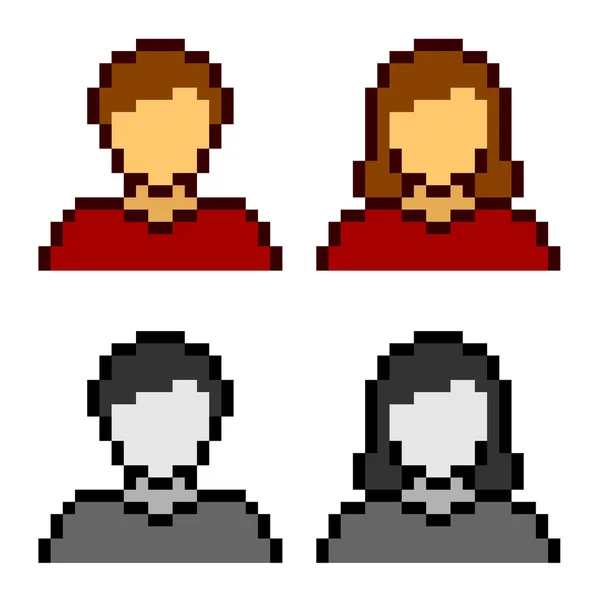 Pixel icone avatar femminili maschili — Vettoriale Stock