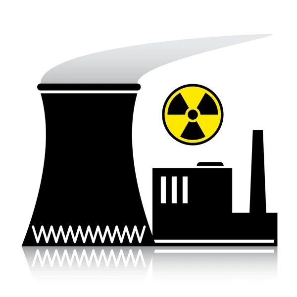 Nükleer enerji santrali siluet — Stok Vektör