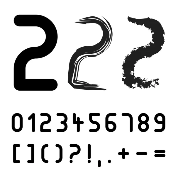 原始字体号码-很容易应用任何笔划 — 图库矢量图片