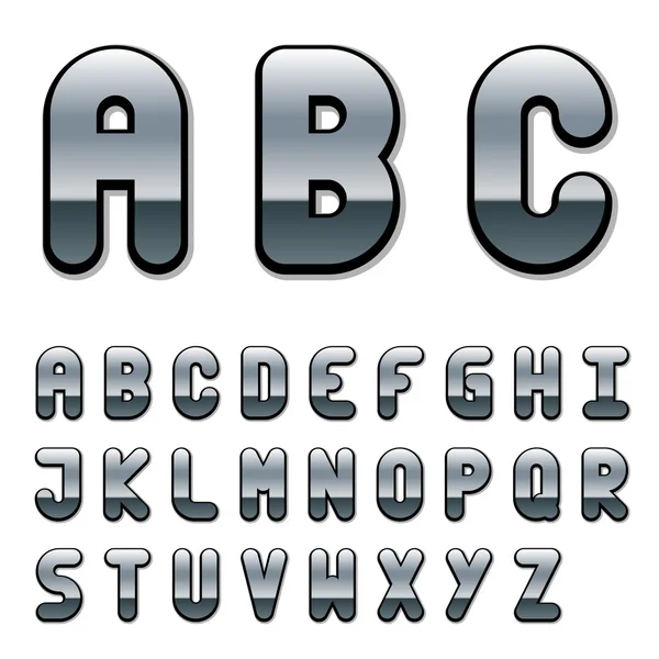 Chrome font alphabet — Stock Vector