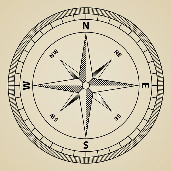 Obrys kompasu větrná růžice — Stockový vektor