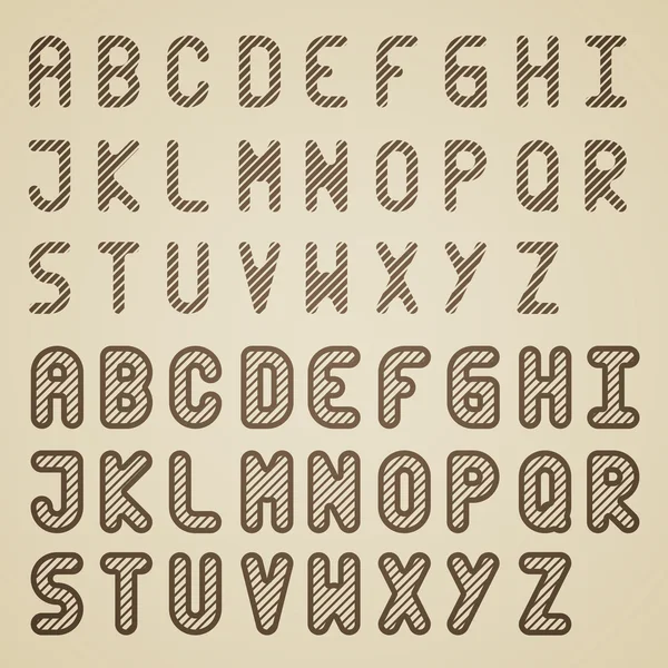 Original striped font alphabet — Stock Vector