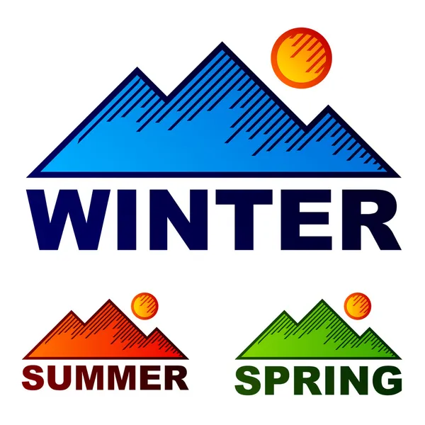 Striped winter summer spring mountains — Stock Vector