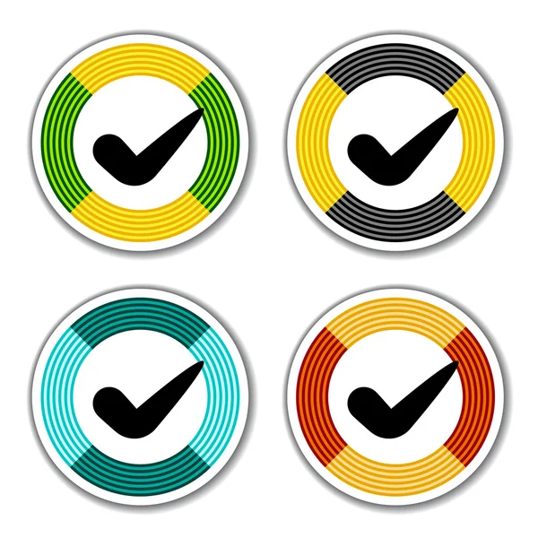 Striped checkmark stickers — Stock Vector