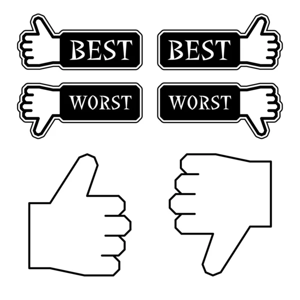 Thumb best worst labels — Stock Vector