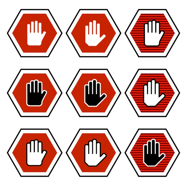 Hand octagon stop symboler — Stock vektor