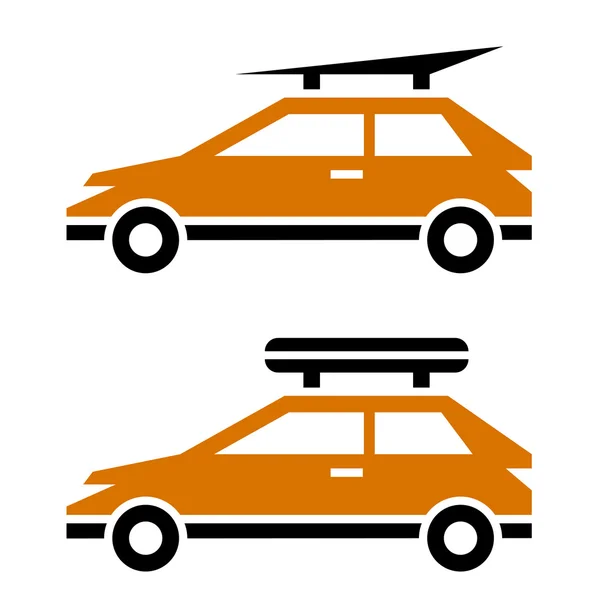 Auto met bagage imperiaal pictogram — Stockvector