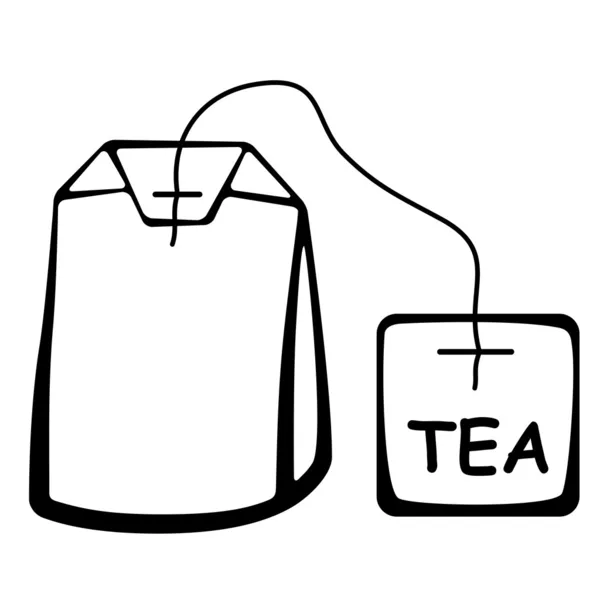 Çay torba siyah piktogram — Stok Vektör