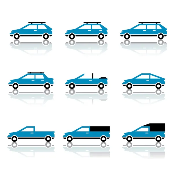 Diferentes iconos de estilo de carrocería de coche — Vector de stock