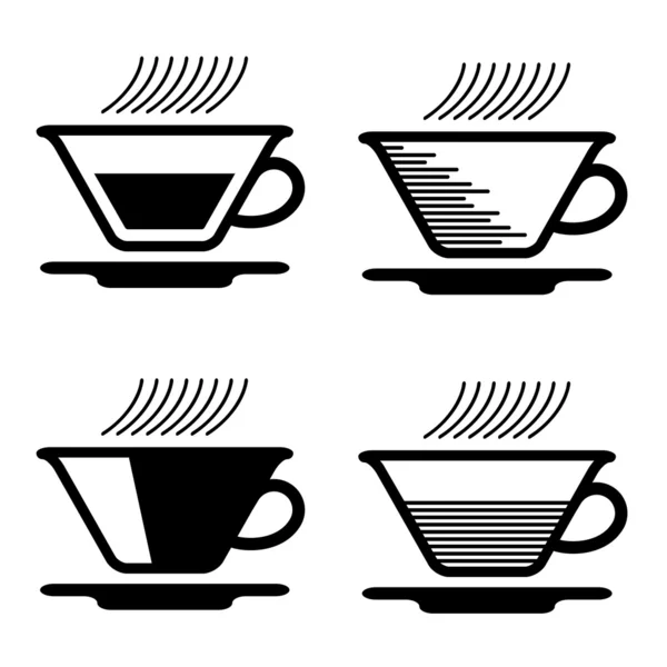 Fekete tea cup piktogramok — Stock Vector