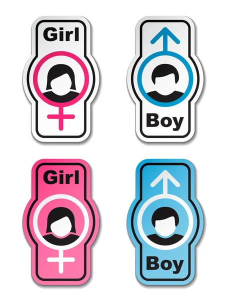 Jongen meisje WC stickers — Stockvector