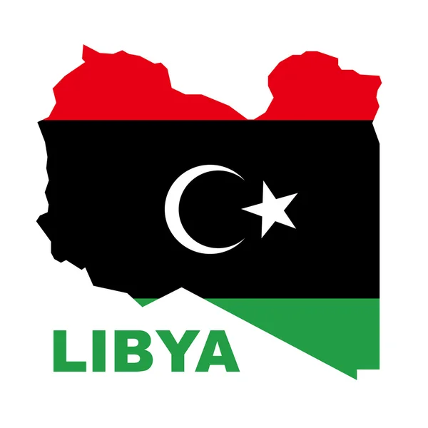 stock vector Libyan Republic flag on map