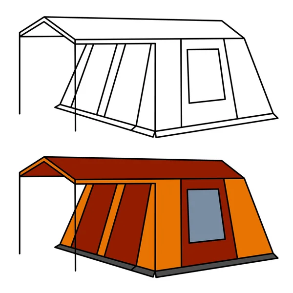 Grande vecchia tenda da campeggio di famiglia — Vettoriale Stock