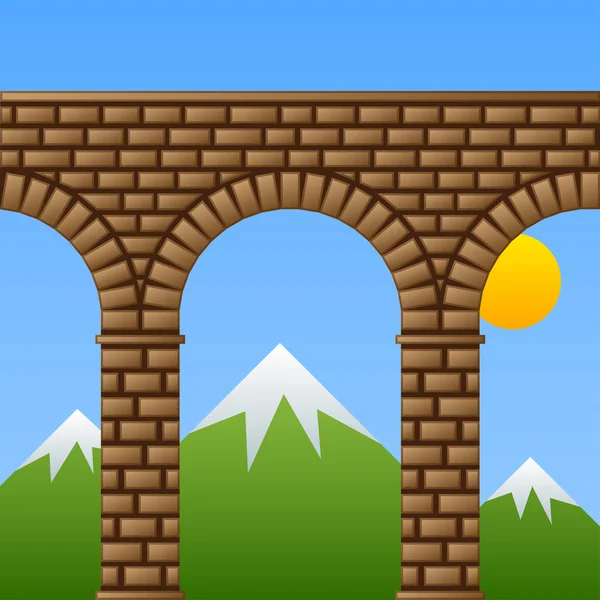 Ancient stone bridge viaduct aqueduct — Stock Vector