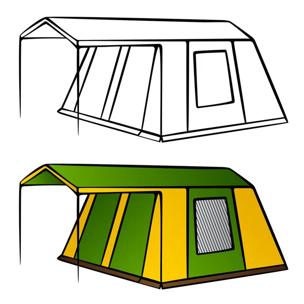 Velha barraca de acampamento família —  Vetores de Stock