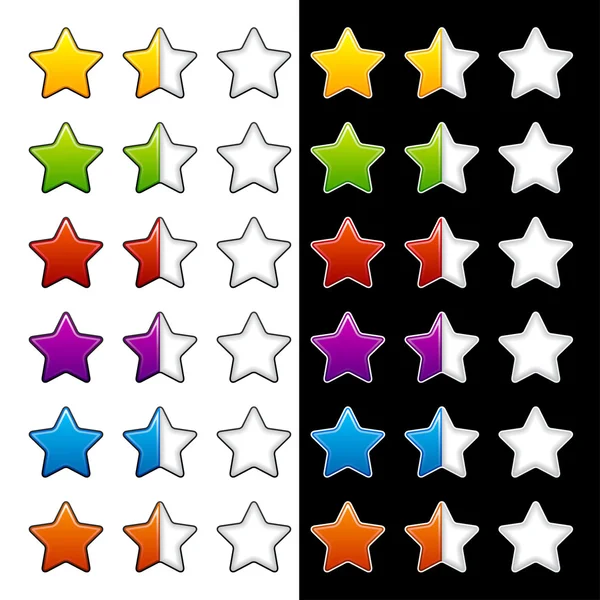 Metade inteira e estrelas de classificação em branco — Vetor de Stock