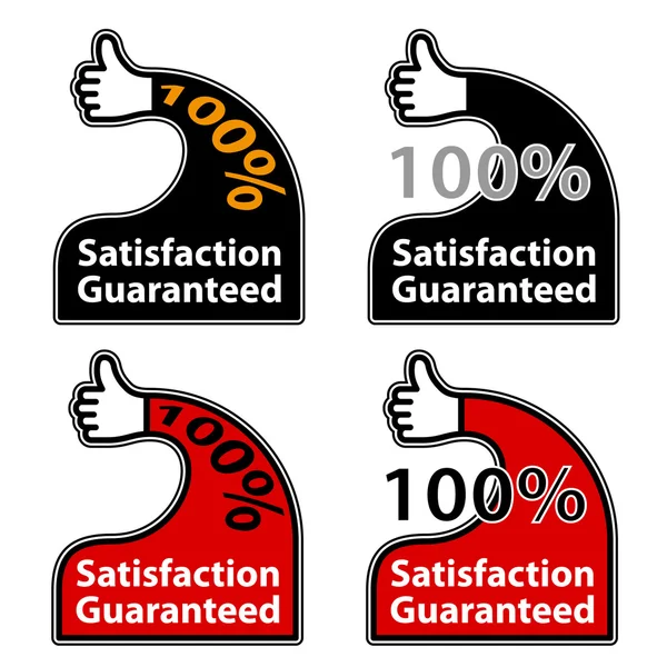 Thumb up satisfaction guaranteed labels — Stock Vector