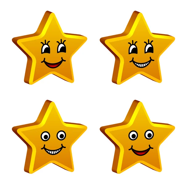 3d stelle dorate sorridenti — Vettoriale Stock