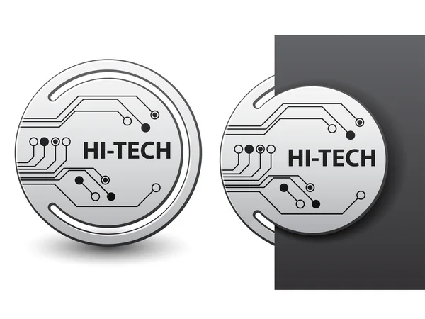 stock vector hi-tech round circuit board attached labels