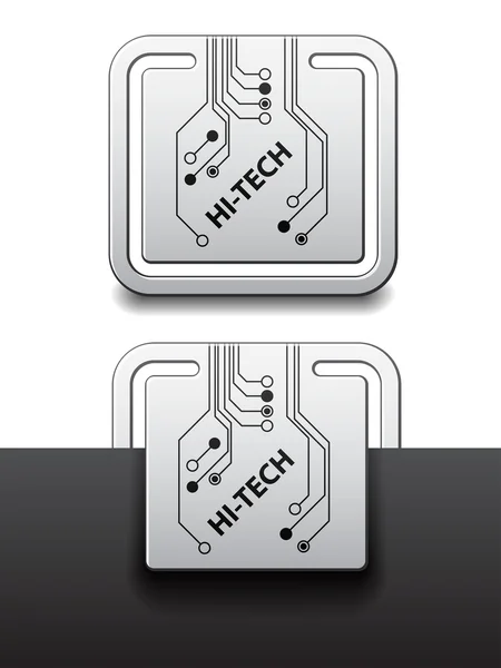 Hi-Tech fyrkantiga kretskort kopplade etiketter — Stock vektor