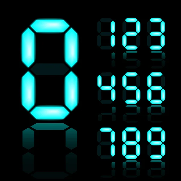 Numeri digitali brillanti blu — Vettoriale Stock