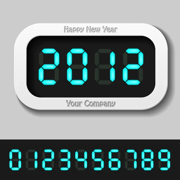 Голубые светящиеся цифровые номера - Новый 2012 год — стоковый вектор