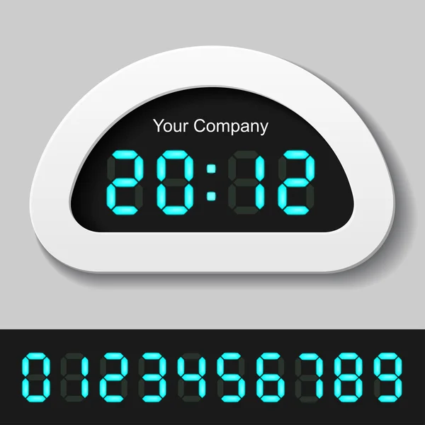 Blå glödande digitala nummer - klocka eller counter — Stock vektor