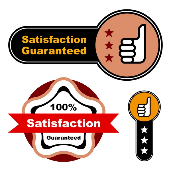 Thumb up satisfaction guaranteed label — Stock Vector