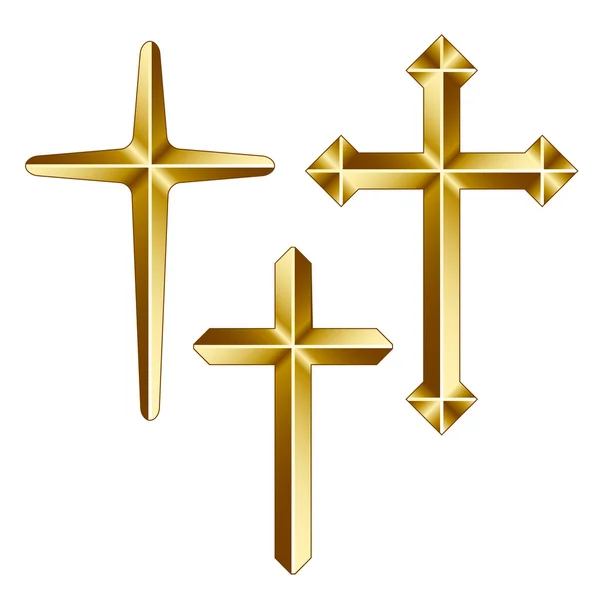 Golden christian crosses — Stockvector