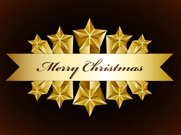 Etiqueta de estrelas de Natal feliz dourado — Vetor de Stock