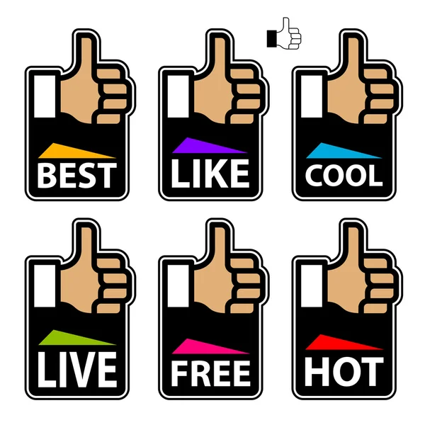 Thumb up hand labels — Stock Vector