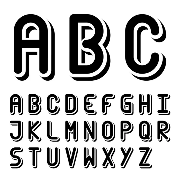Original 3d black and white font alphabet — Stock Vector