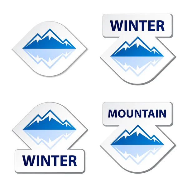 Inverno azul adesivos de montanha — Vetor de Stock