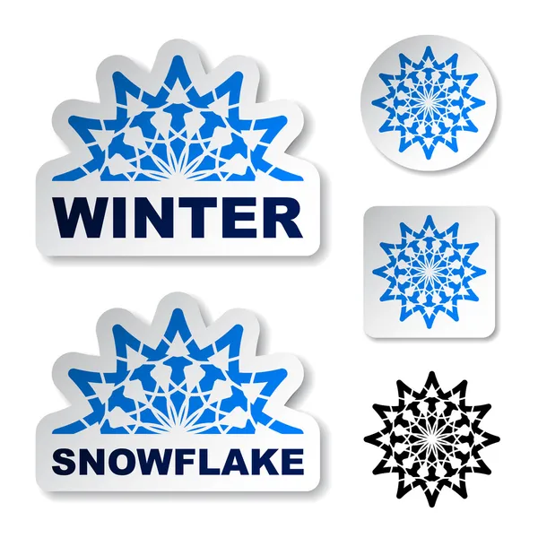 Winter blauwe sneeuwvlok stickers — Stockvector