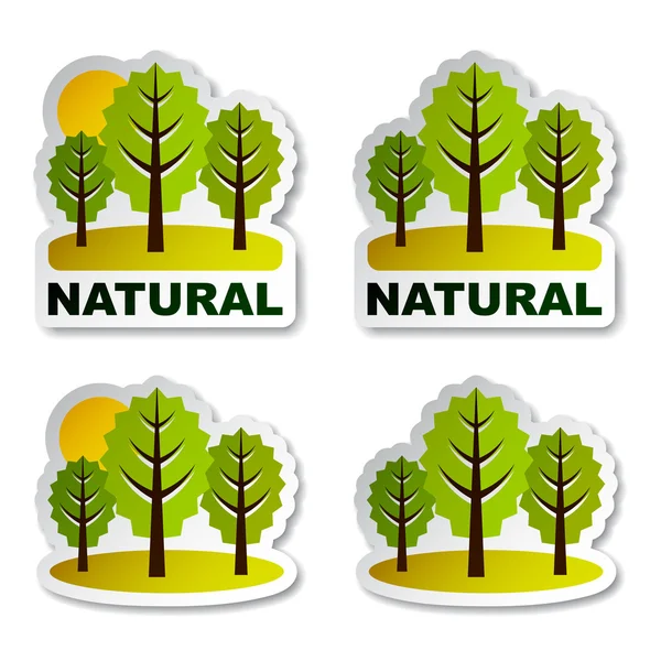 Naturliga träd skogen klistermärken — Stock vektor