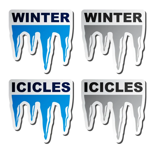 Winter blue icicle stickers — Stock Vector