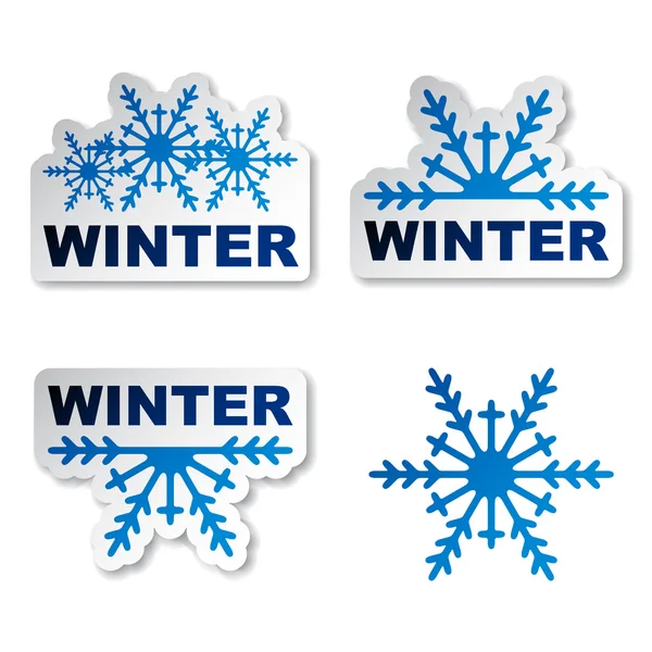 Winter snowflake promotional stickers — Stock Vector