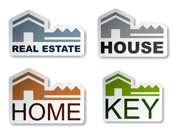 Casa adesivi immobiliari chiave — Vettoriale Stock