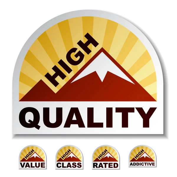 Vysoce kvalitní hodnoty třídy Hodnoceno návykové horské samolepky — Stockový vektor
