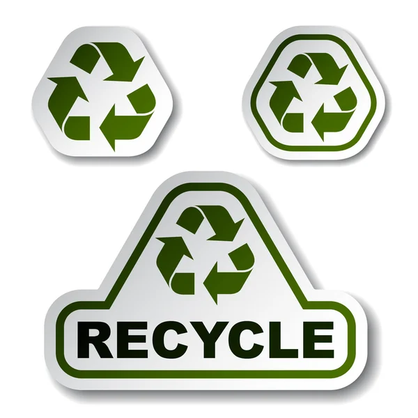 Recycle green arrow stickers — Stock Vector