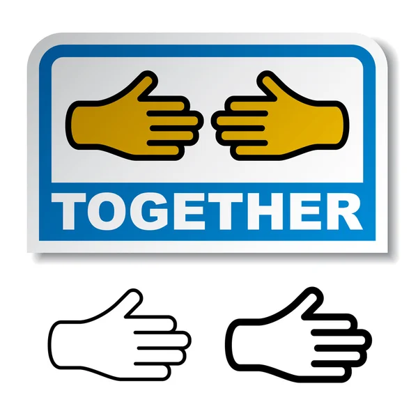 Tillsammans skaka händerna klistermärke — Stock vektor