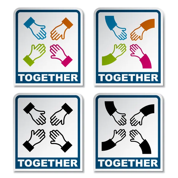 Together aiming hands sticker — Stock Vector
