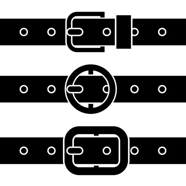 Cinturón de hebilla símbolos negros — Vector de stock