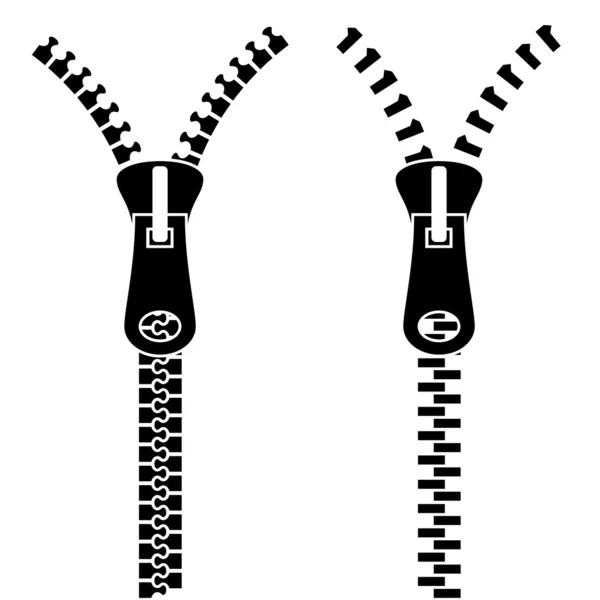 Reißverschluss schwarze Symbole — Stockvektor