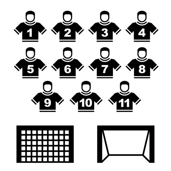 Squadra di calcio simboli neri — Vettoriale Stock
