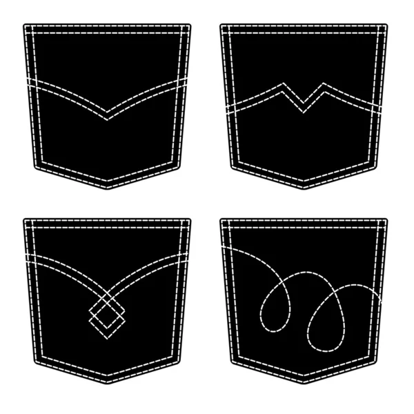 Jeans poche symboles noirs — Image vectorielle