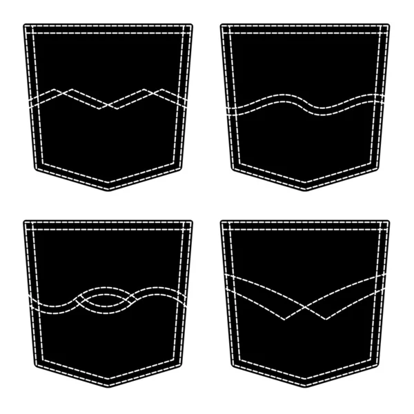 Jeans poche symboles noirs — Image vectorielle