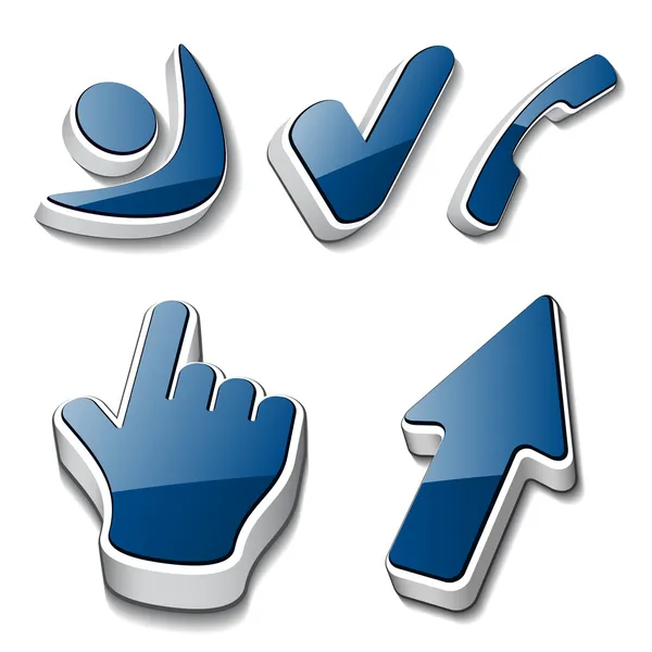 3d symbols human checkmark phone cursor — Stock Vector
