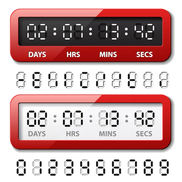 Rode mechanische counter - countdown-timer — Stockvector