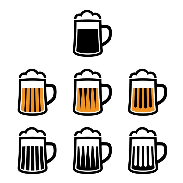 Cerveza taza símbolos — Vector de stock